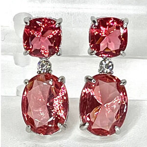 NEW Earrings Cranberry 1" Drop Dangle Pierced Red Silver Jewelry O06